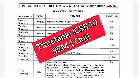 ICSE Class 10 Semester 1 November Board Exam Timetable Out 2021-22 ( ISC Class 12 also Out )