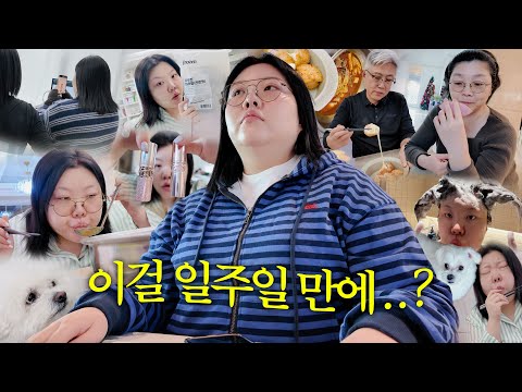 *Vlog | 🚨몸살회복/화보촬영/채널미팅/에끌무아🫧샴푸마켓/택배깡/프로즌 마라탕🍲