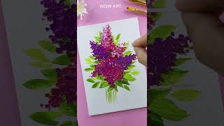 Simple Floral Lilacs  with Cotton Swabs Acrylic Painting #shorts #youtubeshorts