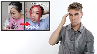 Hairdresser Reacts To EGirl Hair Color Transformations