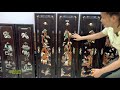 siêu phẩm bộ móc trắc ta,tranh bát mã gỗ trắc,bình phong cẩn nổi,bàn kim tiền,quấn thư,đôn,tượng...