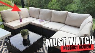 7 Piece Outdoor Patio Furniture Set, Outdoor Sectional Furniture, Rattan & Wicker Modern Modular Con