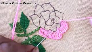 beautiful rose flower embroidery designs with easy stitches | new needle point art rose embroidery