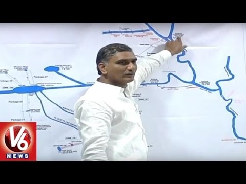 irrigation-minister-harish-rao-power-point-presentation-over-kaleshwaram-project-|-v6-news