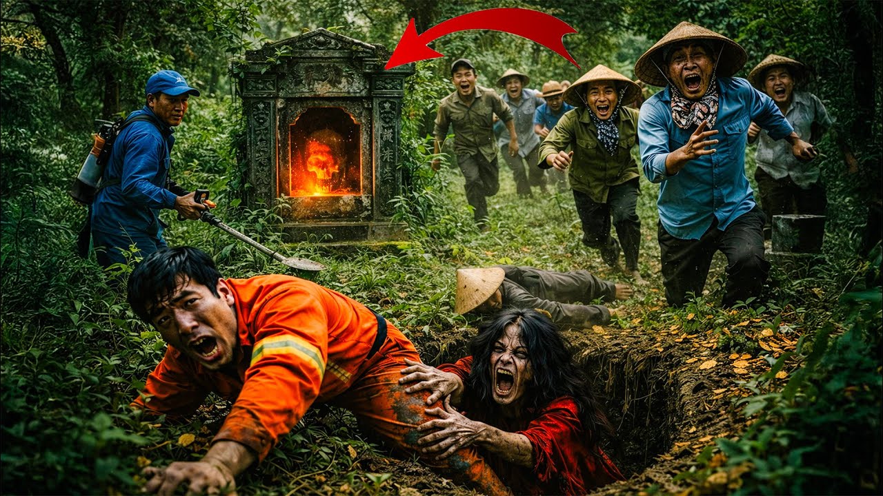 Time-Lapse: Clearing an Abandoned House — A Red-Dressed Figure Crawls Out of a Mysterious Grave 😱