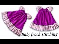 Simple Baby Frock Cutting and Stitching | raglan sleeves |elastic neckline frock stitching|3-4 years