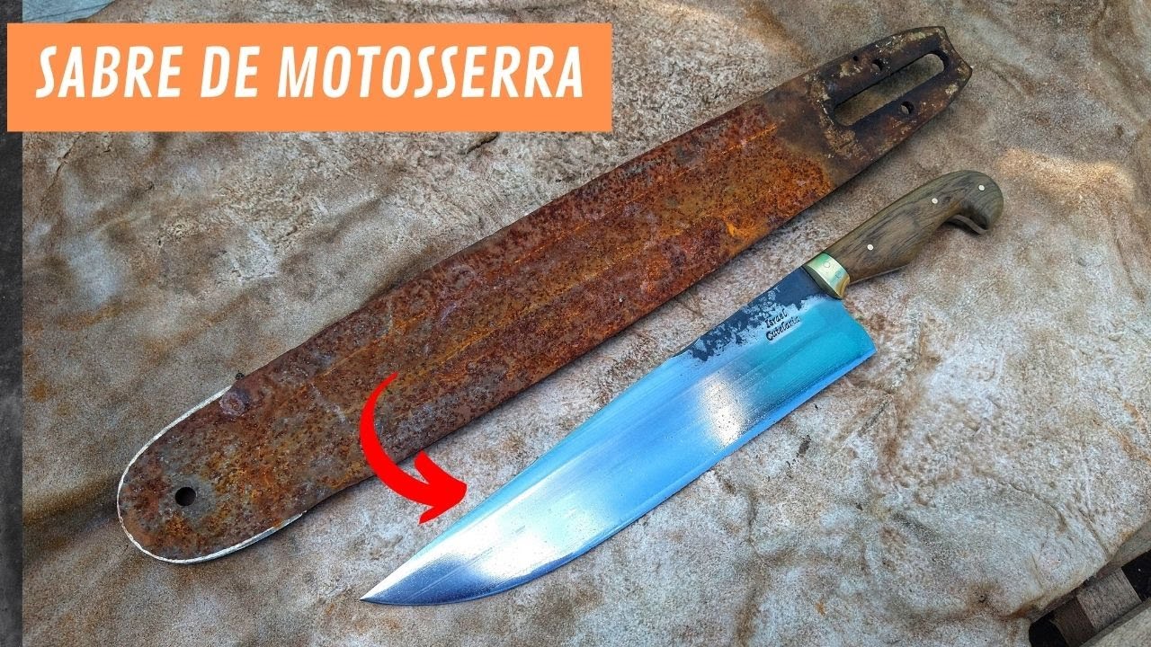 ✅ TRANSFORMEI UM FACÃO DE MOTOSSERRA EM UMA FACA ARTESANAL