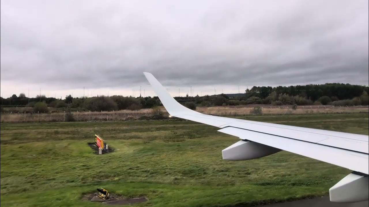 British Airways Embraer 190 Take-off from Glasgow Airport (Storm Babet, 20/10/2023)