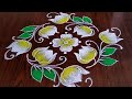 Simple  easy daily kolam 91 dots beautiful lotus flower rangoli