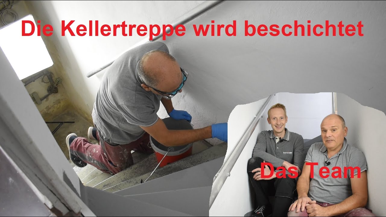 Jetzt ist es soweit, die Kellertreppe wird beschichtet. Teil3