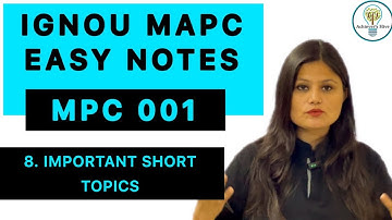 MPC 001 Easy Notes Explanation Part 8 #ignoumapc #mpc001