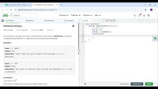 Palindrome String   Practice   GeeksforGeeks   Google Chrome 2025 10 11 00 18 53 Profile