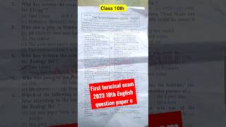 26 July Class 10th English Question Paper First Terminal Exam 2023  25 july english paper 2023