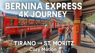 Bernina Express 4K | Scenic Train Journey from Tirano to St. Moritz 🇮🇹🇨🇭 | Real-Time Relaxing Ride