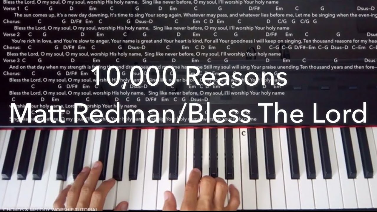 10,000 Reasons Piano Cover Chords and Melody - YouTube