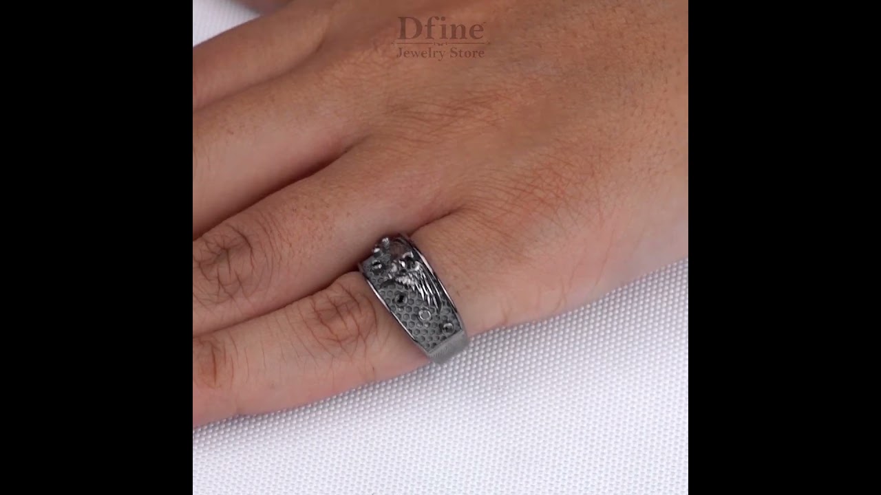 Raven Wedding Rings for Couple Norse Viking Jewelry Black Moissanite | Dfine Jewelry Store