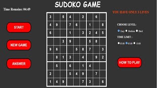 SUDOKU GAME || USING HTML ,CSS AND JAVASCRIPT || WEB PROJECT FOR BEGINNERS || screenshot 3