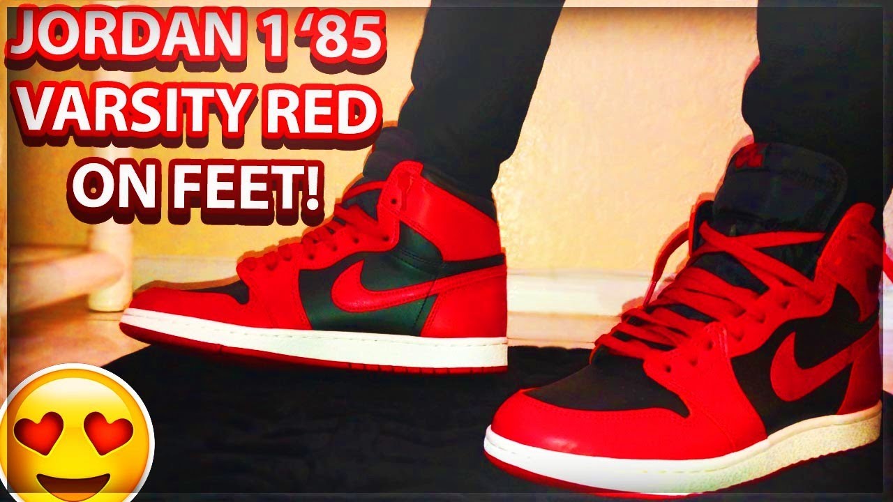 jordan 1 varsity red on feet