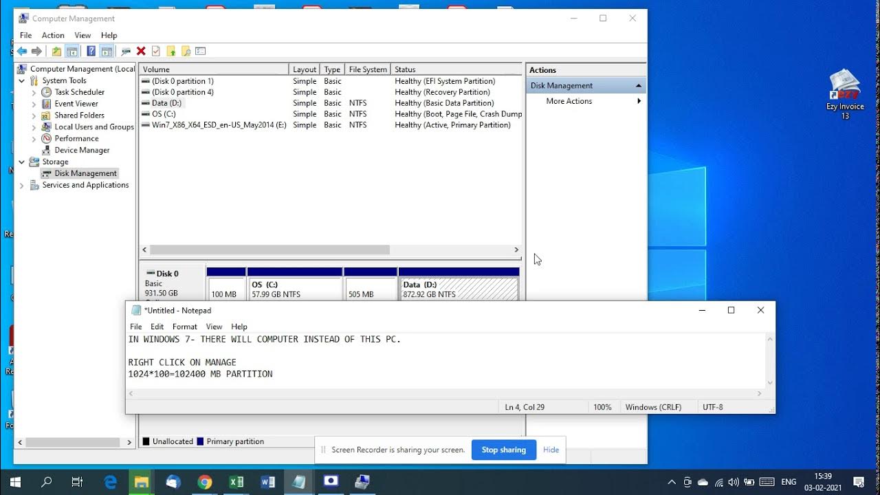 how-to-shrink-disk-create-new-partition-youtube
