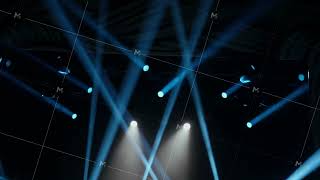 Dynamic Stage Lights Show with Blue and White Beams