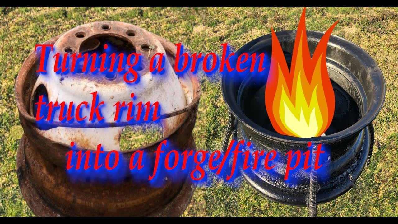 Truck rim fire pit no cost build YouTube