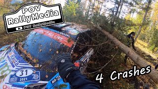 SECTO RALLY FINLAND 2021 | SPECTATOR HEAD CAM | 4 CRASHES