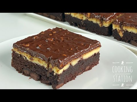 Easiest Chocolate Cake Bar! Simple and delicious! With cream cheese and nuts