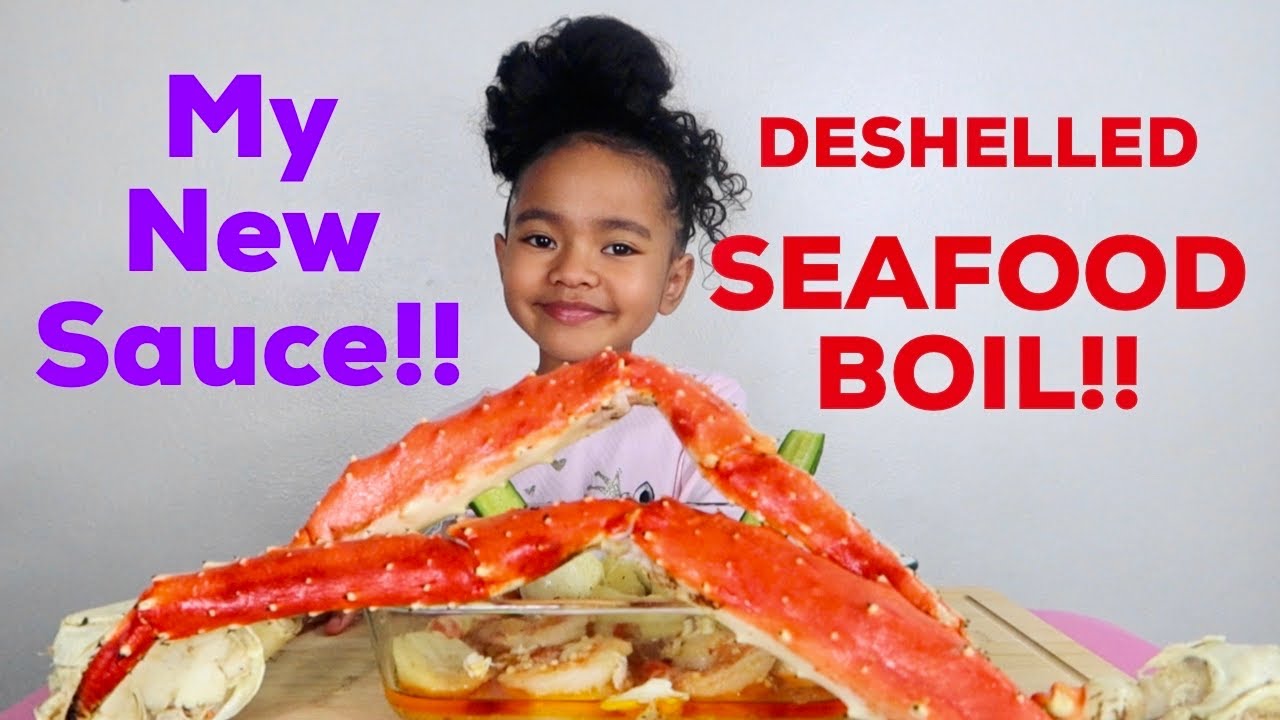 SEAFOOD BOIL MUKBANG- DESHELLED KING CRAB - SHRIMP - POTATOES - EGGS - CUCUMBER - AUBREY SAUCE