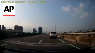 Dashcam captures moment earthquake strikes Taiwan