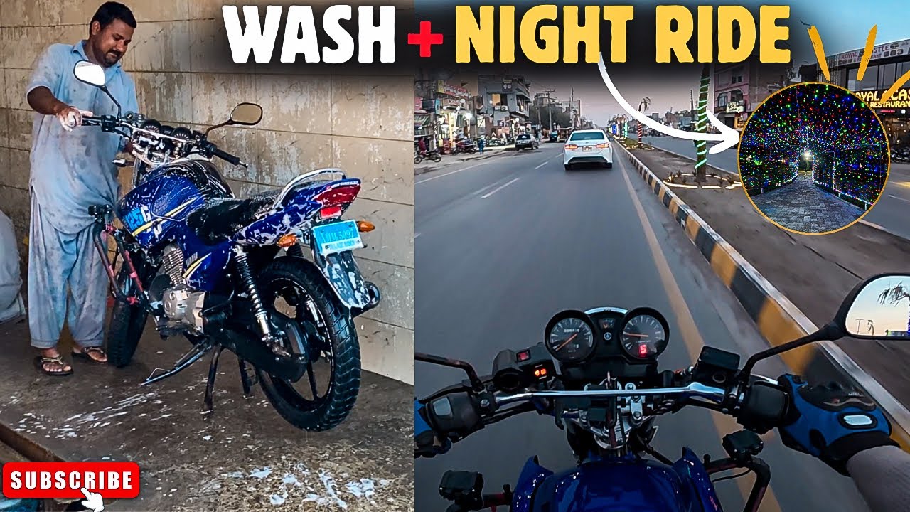 Bike Wash Day 😍 | Chiniot Night Park & City Ride 🌙