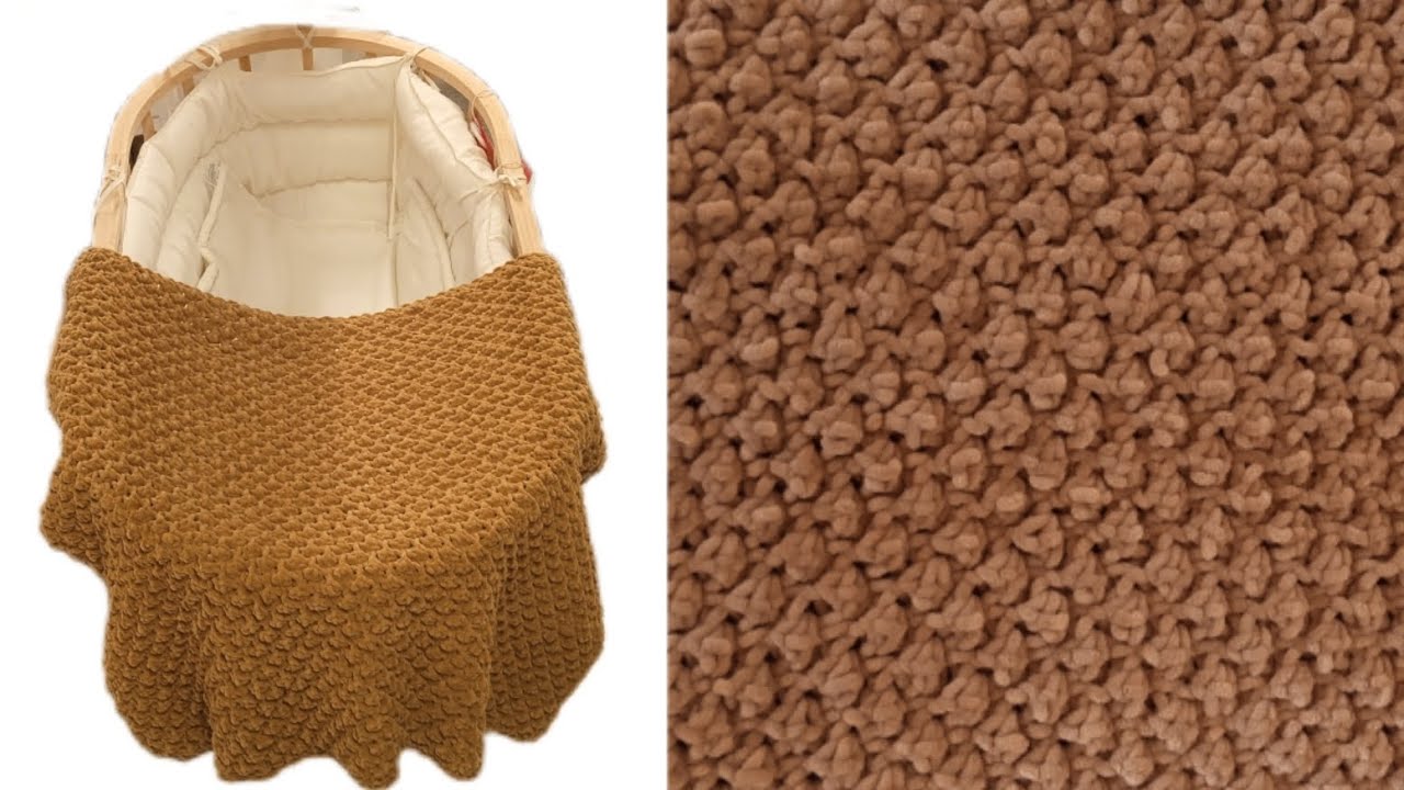 آموزش بافت پتوی نوزاد با مدل نخودی با دو میل.