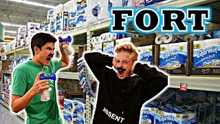 TOILET PAPER FORT WITH AIR HORN PRANK!!