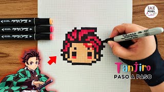 Como pintar a TANJIRO de KITMETSU NO YAIBA en PIXEL ART – Tutorial paso a paso #pixelart #tanjiro