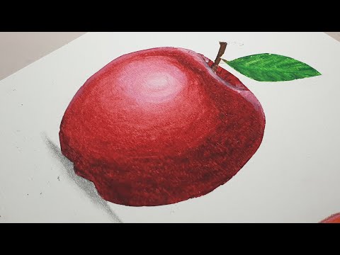 How to Draw an Apple with Oil Pastels for Beginners step by step