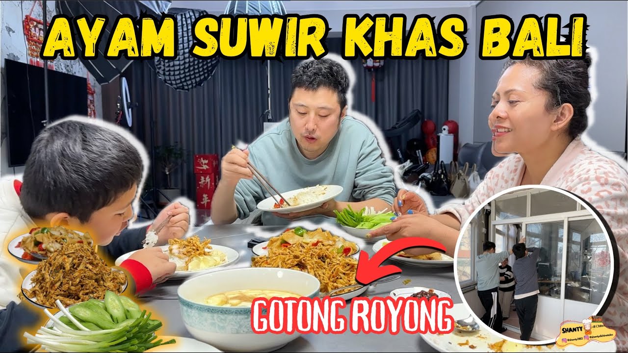 MASAK AYAM SUWIR KHAS BALI UNTUK KELUARGA + BERESIN KANTOR YANG PENUH RINTANGAN🤣