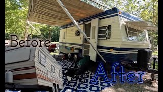 Camper remodel before and after through the last year of renovations.