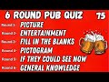 Virtual pub quiz 6 rounds picture entertainment fill in the blanks connection see me now no75