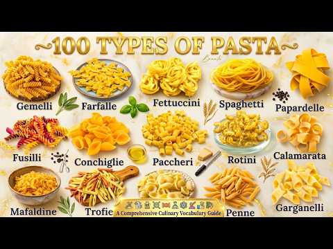 100 Types of Pasta Names in English | Part 1 | Visual English Vocabulary