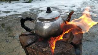 İsveç Ocağı - Kütük Odunda Çay Demledik - Brew Tea on Swedish Torch Log