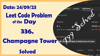 799 || Champagne Tower || C++ || Leetcode Daily Challenge