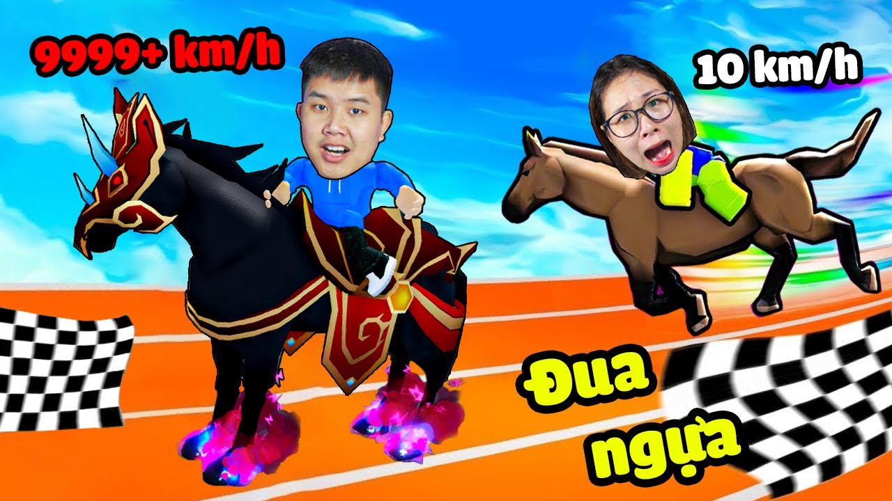 Đua cưỡi ngựa xem ai chạy nhanh nhất bqThanh Mua Ngựa Víp Nhất Cho Ốc Hít Khói