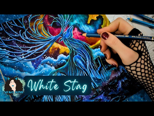 White Stag from MYTHIC WORLD Coloring Book by Kerby Rosanes
