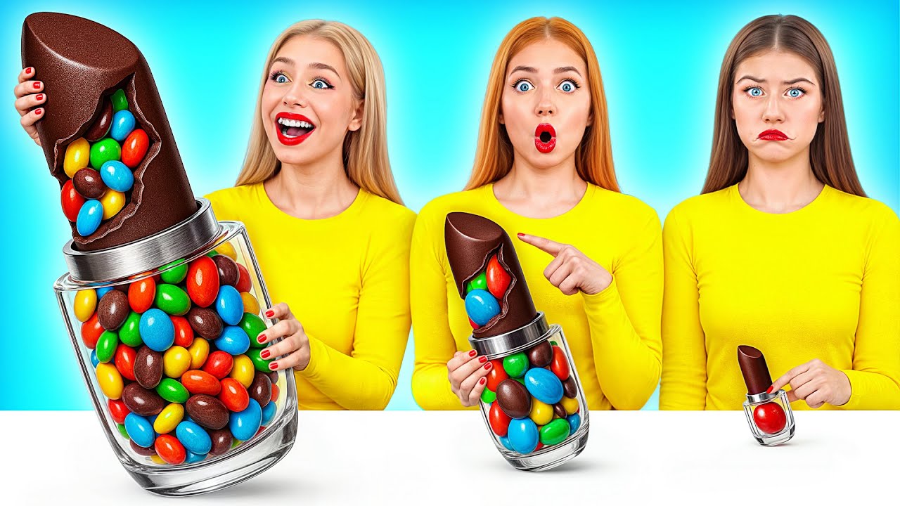 Большая, Средняя или Маленькая Тарелка Челлендж | Крутые Трюки с Едой от Candy DO