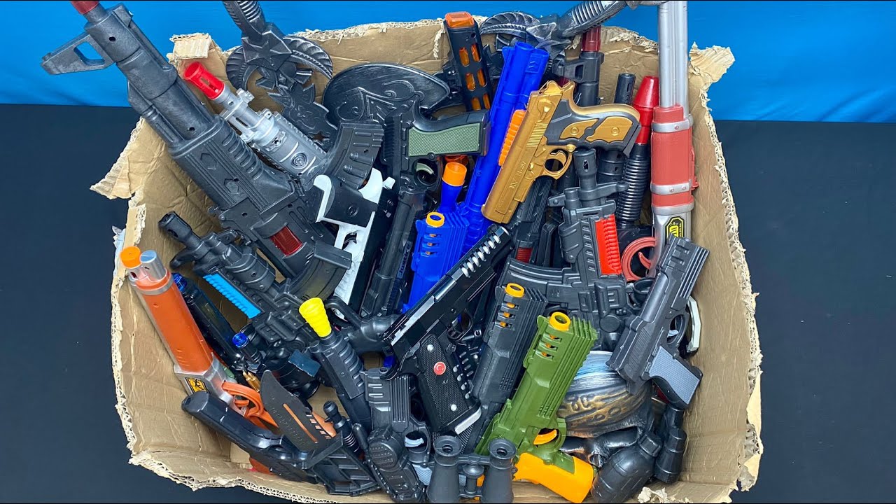 Box of Toy Guns Bead Rifles and Swords YouTube