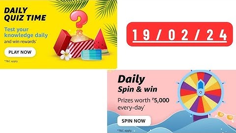 Daily Quiz Time Amazon 19 February 2023 || Daily Spin & Win Amazon || Amazon Daily Quiz Time || APay