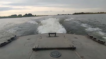 Bridge erection boat over de Lek