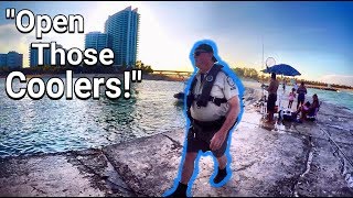 Police Officer Pulls Up On Lobster Fisherman While Fishing On the Jetty!