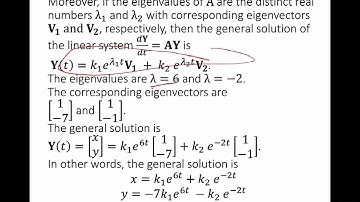 Solutions to Homogeneous Linear Systems of Differential Equations (Distinct Real Eigenvalues)