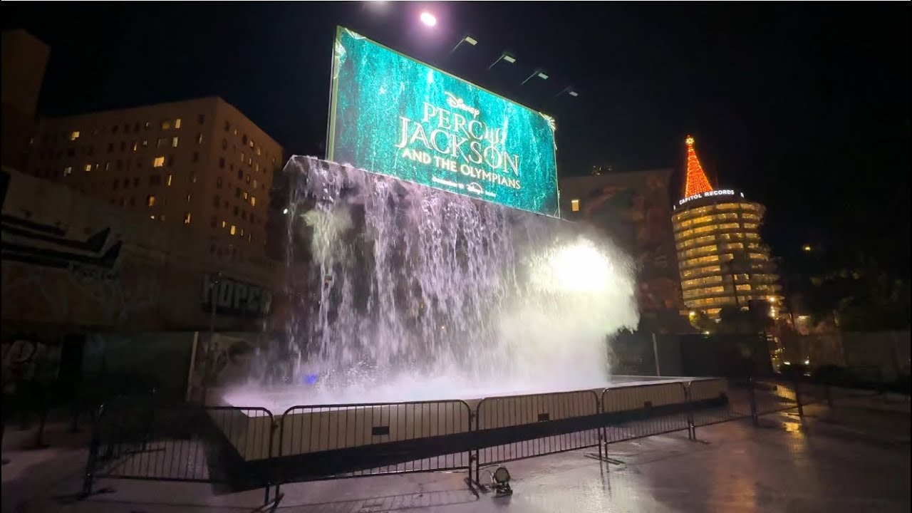 Waterfall Billboard for Percy Jackson Season 2 🌊 | Hollywood & Vine Immersive Disney+ Activation