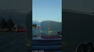 INSANE Truck & Trailer U-Turn! Almost Caused a Crash!